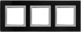 Фото 1/10 DKC Рамка из натурального стекла, "Avanti", черная, 3 поста (6 мод.)