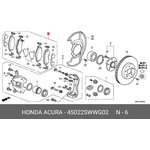 Колодки тормозные передние HONDA 45022-SWW-G02