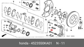 45235S0KA01, Ремкомплект тормозного суппорта HONDA: ACCORD 1998 - 2012, CIVIC 2004 - 2011, CR-V 2007 - 2011