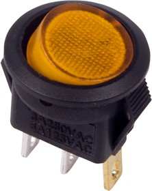 Фото 1/5 36-2532, Выключатель клавишный круглый 250V 3А (3с) ON-OFF желтый с подсветкой Micro (RWB-106, SC-214)