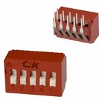 BD05AV, Переключатель: DIP-SWITCH, Кол-во секций: 5, 0,1A/50ВDC, Пол: 2