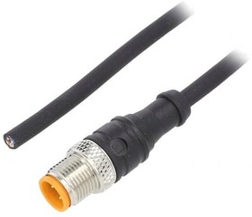 Sensor actuator cable, M12-cable plug, straight to open end, 4 pole, 5 m, PVC, black, 4 A, 1210 04 002 5M