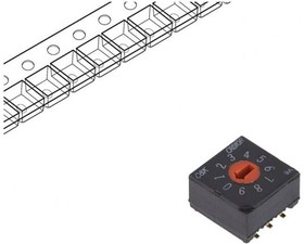 Фото 1/3 CRD10RM0SBR, Кодирующий переключатель, DEC/BCD, Пол: 10, SMT, 1Нсм, 10x10x6мм