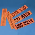 PCV-480AY, Voltg Mrkr, 9.0"W x 2.25"H - '480 Volts' - Vinyl BLK/OR - 1/Cd ...