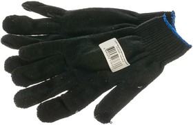 Перчатки вязаные утепленные черные х/б 12496