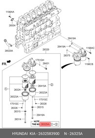 Фото 1/2 2632583900, Фильтр масляный HYUNDAI HD170,270,450, AeroSpace дв.D6AC/AV/ABDD к-кт