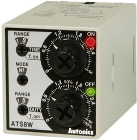 Фото 1/2 ATS8W-43 100-240VAC/24-240VDC сдвоенный таймер, 38х42мм, интервал времени от 0,3 с до 30 ч