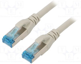 Patch cable, RJ45 plug, straight to RJ45 plug, straight, Cat 5e, SF/UTP, PVC, 3 m, gray