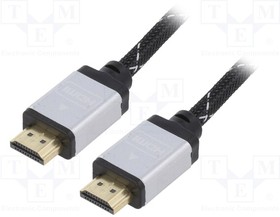 CCB-HDMIL-1M, Кабель; HDMI 2.0; вилка HDMI,с обеих сторон; 1м; черный; 30AWG