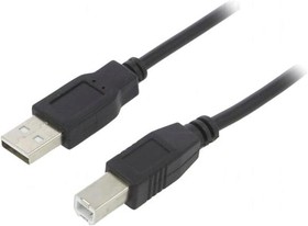 Фото 1/2 AK-USB-12, Кабель, USB 2.0, вилка USB A, вилка USB B, никелированные, 3м