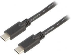 Фото 1/2 66508, Кабель; USB 3.2; с обеих сторон,вилка USB C; 2м; черный; 5Гбит/с