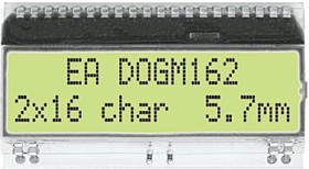 Фото 1/2 EA DOGM162L-A, Дисплей: LCD, алфавитно-цифровой, STN Positive, 16x2, 55x27,94мм