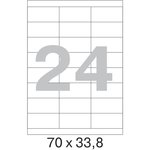 Самоклеящиеся этикетки 70x33,8 мм, 24 шт. на листе, белые, 100 л. в уп. 73637