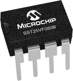 Фото 1/2 8Mbit SPI Flash Memory 8-Pin PDIP, SST25VF080B-50-4C-PAE