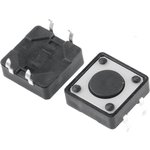 FSM100, Black Button Tactile Switch, SPST 50 mA @ 24 V dc 0.5mm
