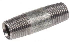 Фото 1/3 Galvanised Malleable Iron Fitting Barrel Nipple, Male BSPT 1/4in to Male BSPT 1/4in