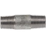 Galvanised Malleable Iron Fitting Barrel Nipple, Male BSPT 1/4in to Male BSPT 1/4in