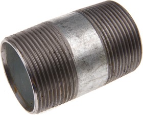 Фото 1/3 Galvanised Malleable Iron Fitting Barrel Nipple, Male BSPT 1-1/2in to Male BSPT 1-1/2in
