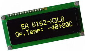 EA W162-X3LG, Дисплей: OLED, алфавитно-цифровой, 16x2, Разм: 80x36мм, PIN: 16