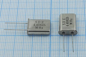 Кварцевый резонатор 4406,25 кГц, корпус HC49U, нагрузочная емкость 16 пФ, точность настройки 30 ppm, марка 49U[SDE], 1 гармоника, (SDE)
