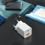 11410, Зарядное устройство сетевое Deppa USB-C+USB-A, PD 3.0, QC 3.0, 20Вт, белый