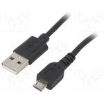 AK-USB-05, Кабель; USB 2.0; вилка USB A,вилка micro USB B; никелированные