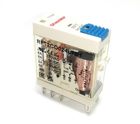 Фото 1/3 Реле RFT2CO024LTD1, 2CO, 8A(250VAC/30VDC), 24VDC, мех. индикация, тест-кнопка с блокировкой, диод +A1/-A2, LED