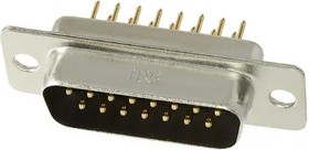 SDAB-15P(55), SD 15 Way Through Hole D-sub Connector Plug, 2.74mm Pitch