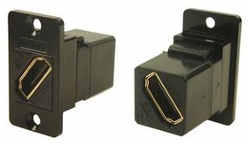 CP30788MB, Panel Feedthrough Connector, 8k, CSK, Black Metal Frame, HDMI Socket - HDMI Socket
