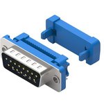 618015226221, D-Sub Connector with UNC 4-40 Nut, Plug, DA-15, IDC, Blue