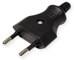 900.002, Mains Plug 2.5A 250V Euro Type C (CEE 7/16) Plug Black