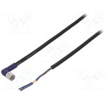 XS3F-LM8PVC3A2M, Соединительный кабель, M8, PIN 3, угловой, 2м, вилка, 0,5А, IP67