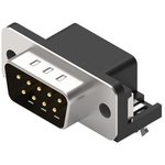 618009211721, D-Sub Connector, 8mm, Angled, Plug, DE-9, PCB Pins, Black