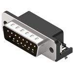 618015211721, D-Sub Connector, 8mm, Angled, Plug, DA-15, PCB Pins, Black