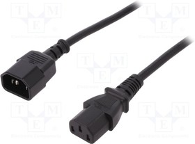 AK-440201-012-S, Cable; IEC C13 female,IEC C14 male; 1.2m; black; 10A; 250V
