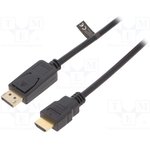 CV0128, Кабель, DisplayPort1.2, вилка DisplayPort, вилка HDMI, 3м