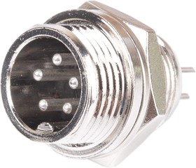 GX12-5B, Вилка на блок 5pin с тыльной гайкой