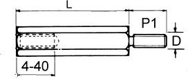 ML(4.40)50-05,9 X=5, Standoff, 6mm, UNC 4-40, Nickel-Plated Brass