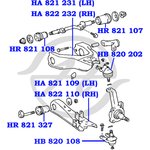 HR821327, Сайлентблок нижнего рычага передней подвески, передний и задний