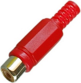 Разъем RCA гнездо пластик на кабель, красный, PL2154