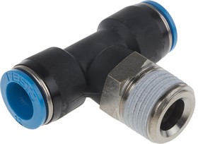 Фото 1/2 QST-1/2-12, QS Series Tee Threaded Adaptor, Push In 12 mm to Push In 12 mm, Threaded-to-Tube Connection Style, 153115