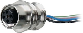 0936 DFC 351, Circular Connector, M12, Socket, Straight, Poles - 5, Solder, Panel Mount