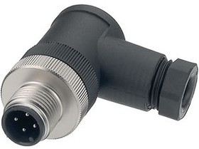 99 0429 44 04, Circular Connector, M12, Plug, Right Angle, Poles - 4, Screw Terminal, Cable Mount
