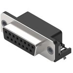 D-Sub connector, 15 pole, standard, angled, solder connection, 618015211821