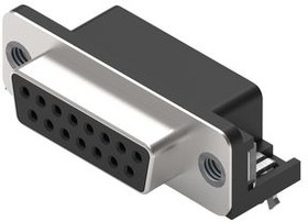 618015211821, D-Sub Connector, 8mm, Angled, Socket, DA-15, PCB Pins, Black
