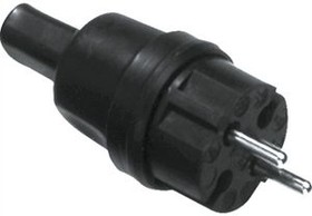 740.002, Mains Plug 16A 250V DE/FR Type F/E (CEE 7/7) Plug Black