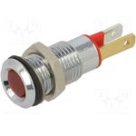 19010050, Индикат.лампа: LED; плоский; красный; 2ВDC; O8мм; металл