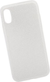 Силиконовая крышка "LP" для iPhone X "Блёстки" TPU (серебро/европакет)