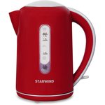 Чайник электрический Starwind SKG1021 1.7л. 2200Вт красный/серый корпус: пластик