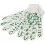Трикотажные перчатки с точечным ПВХ покрытием, 3-х нитка, 7 класс, белые, ПБХ37